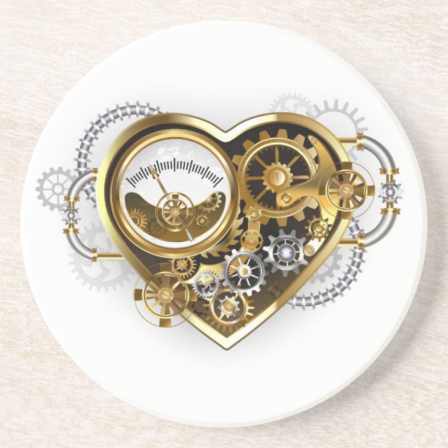Steampunk Heart with a Manometer Coaster (Front)