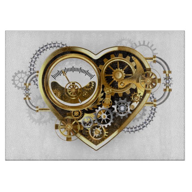 Steampunk Heart with a Manometer Cutting Board (Front)