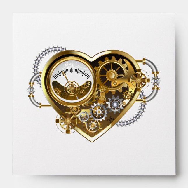 Steampunk Heart with a Manometer Envelope (Front)
