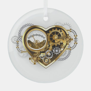 Steampunk Heart with a Manometer Glass Tree Decoration