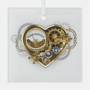 Steampunk Heart with a Manometer Glass Tree Decoration