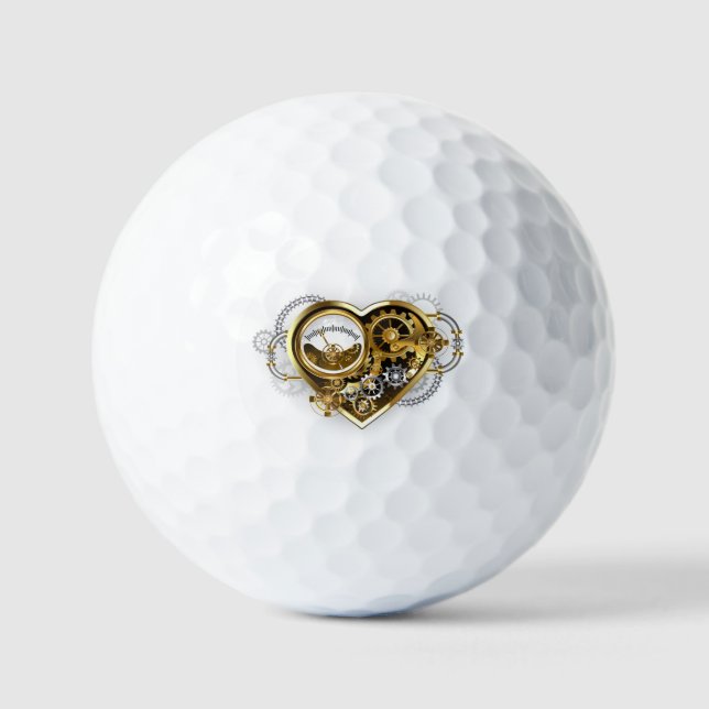 Steampunk Heart with a Manometer Golf Balls (Front)