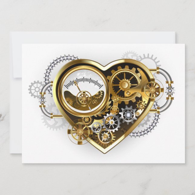 Steampunk Heart with a Manometer Holiday Card (Front)