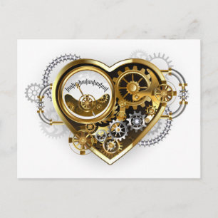 Steampunk Heart with a Manometer Holiday Postcard
