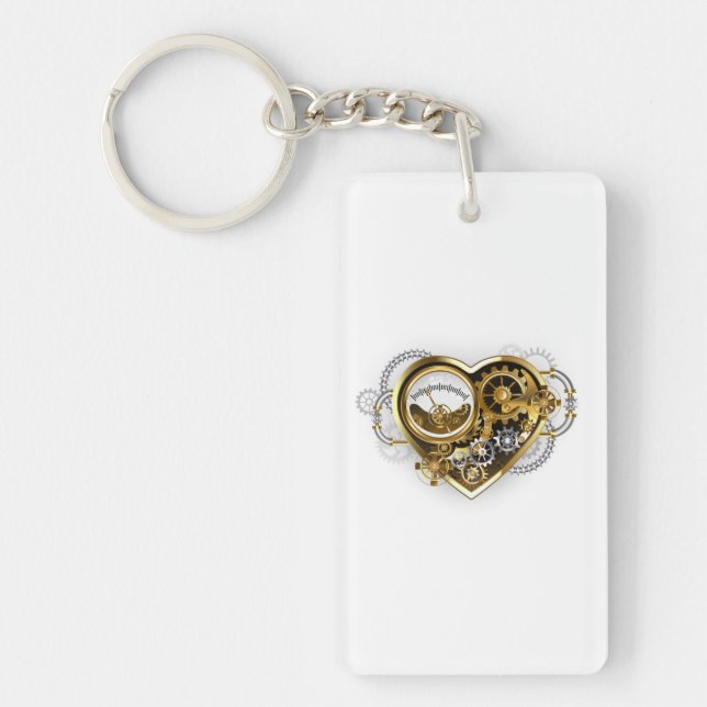 Steampunk Heart with a Manometer Key Ring (Front)