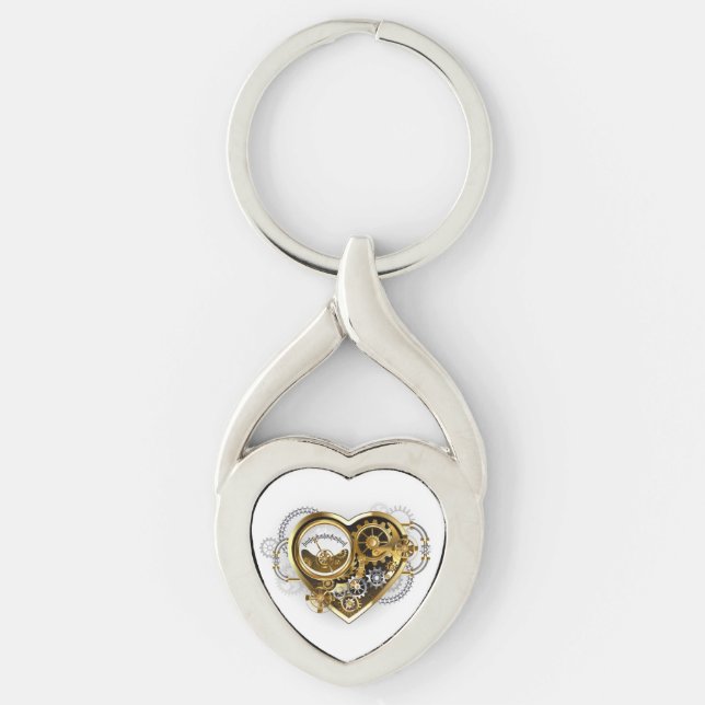 Steampunk Heart with a Manometer Key Ring (Front)