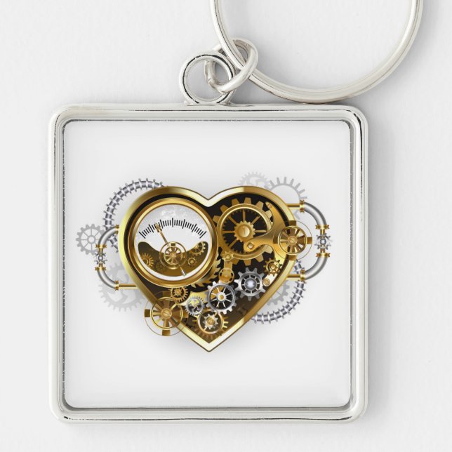 Steampunk Heart with a Manometer Key Ring (Front)