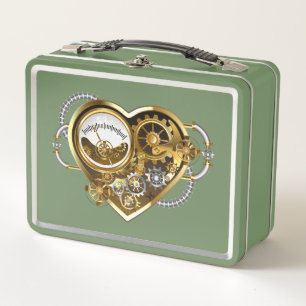 Steampunk Heart with a Manometer Metal Lunch Box