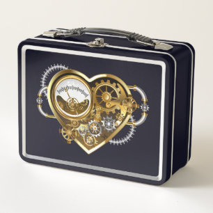 Steampunk Heart with a Manometer Metal Lunch Box