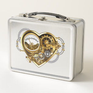 Steampunk Heart with a Manometer Metal Lunch Box