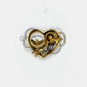 Steampunk Heart with a Manometer Metal Tree Decoration