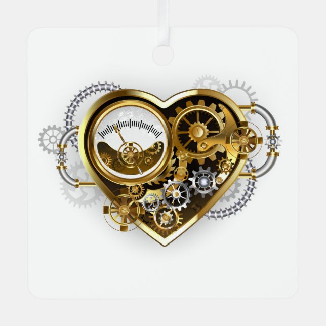 Steampunk Heart with a Manometer Metal Tree Decoration (Front)