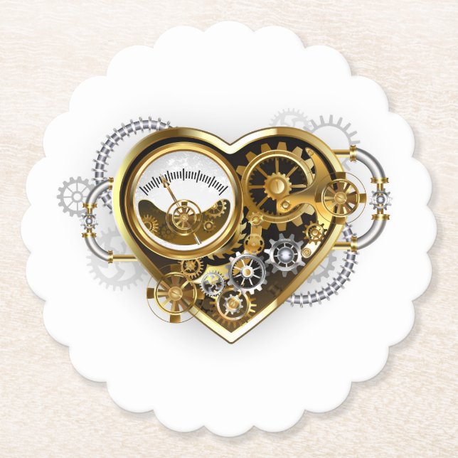 Steampunk Heart with a Manometer Paper Coaster (Front)