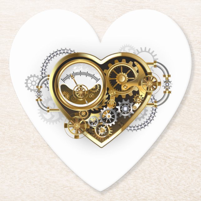 Steampunk Heart with a Manometer Paper Coaster (Front)