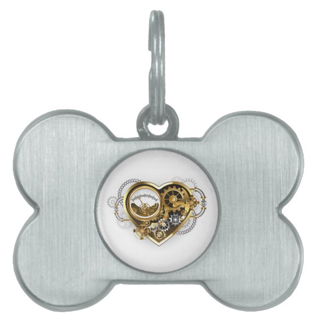Steampunk Heart with a Manometer Pet ID Tag (Front)