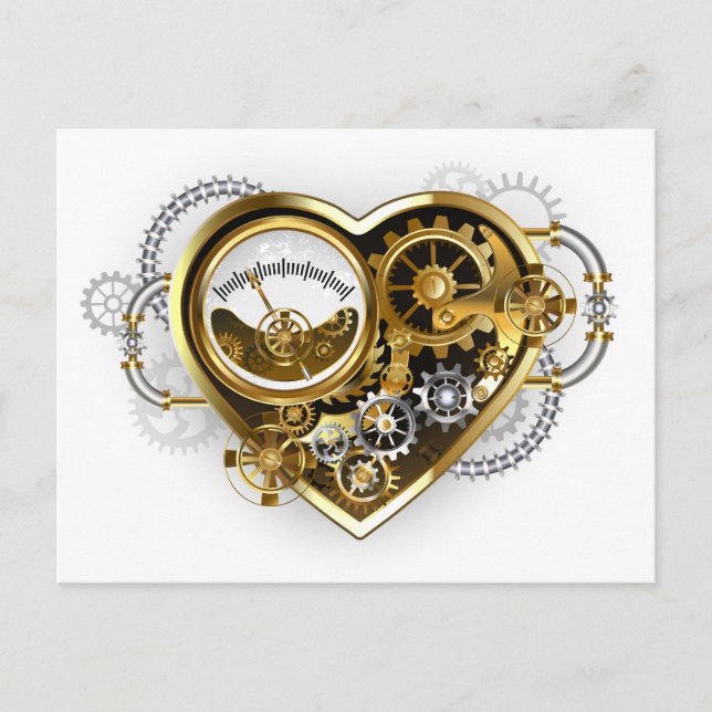 Steampunk Heart with a Manometer Postcard (Front)