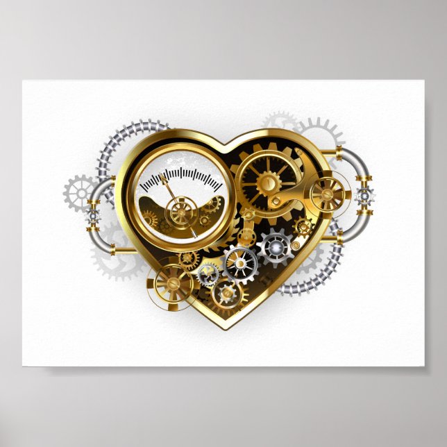 Steampunk Heart with a Manometer Poster (Front)
