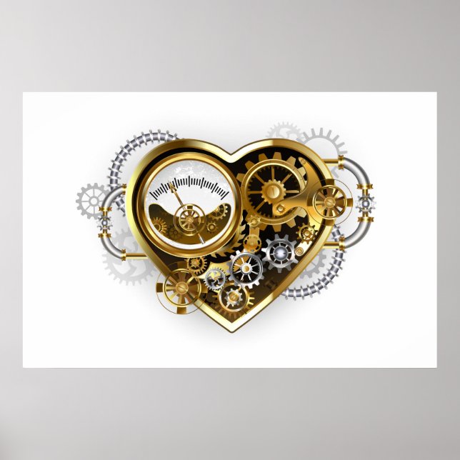Steampunk Heart with a Manometer Poster (Front)