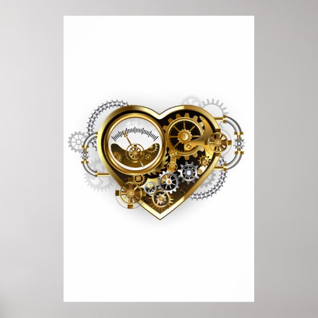Steampunk Heart with a Manometer Poster (Front)