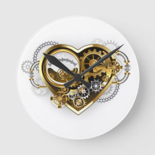 Steampunk Heart with a Manometer Round Clock