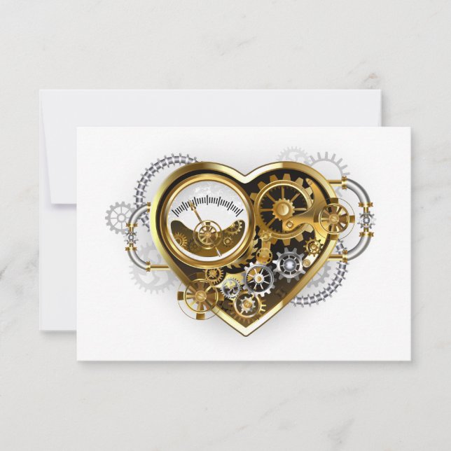 Steampunk Heart with a Manometer Save The Date (Front)