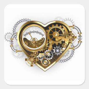 Steampunk Heart with a Manometer Square Sticker