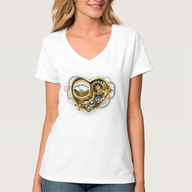 Steampunk Heart with a Manometer T-Shirt (Front)