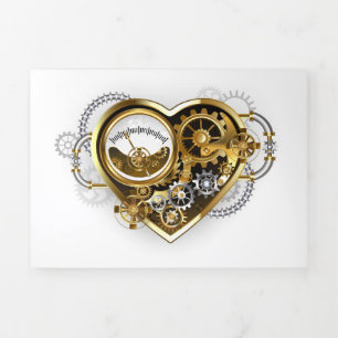 Steampunk Heart with a Manometer Tri-Fold Invitation