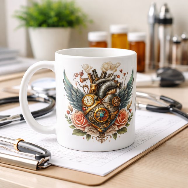 Steampunk Heart with wings and roses Coffee Mug (Creator Uploaded)