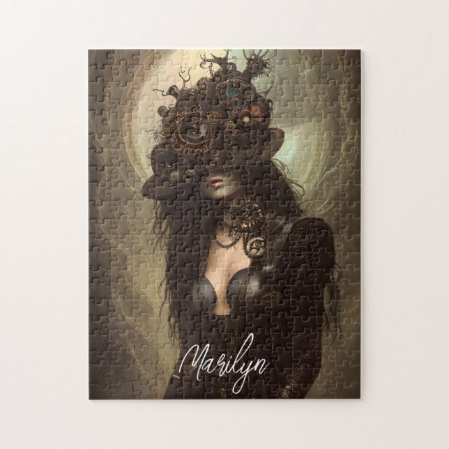 Steampunk Hide Your Eyes Original Artwork   Jigsaw Puzzle (Vertical)