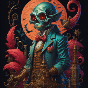 Steampunk Holloween Ghoul with pumpkin patch Tissue Paper