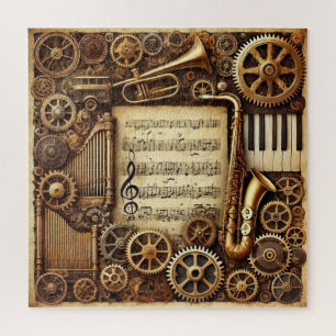 Steampunk Horns Gears Keyboard Sheet Music Jigsaw Puzzle