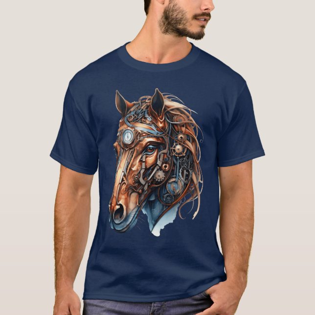 Steampunk Horse Artistic Horse funny T-Shirt (Front)