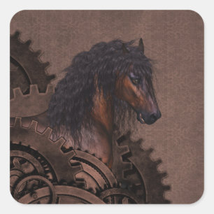 Steampunk Horse Square Sticker