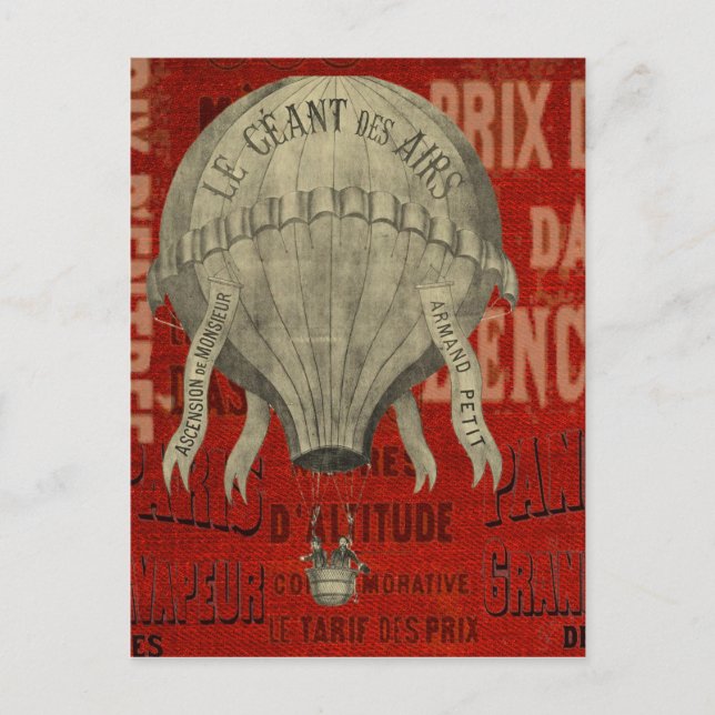 Steampunk Hot Air Ballon Ride Graphic Fonts Postcard (Front)