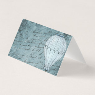 Steampunk Hot Air Balloon Dusk Blue Handwriting