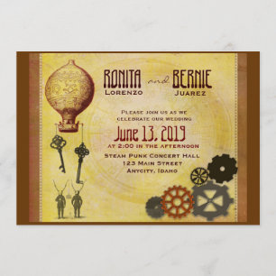 Steampunk hot air balloon wedding template