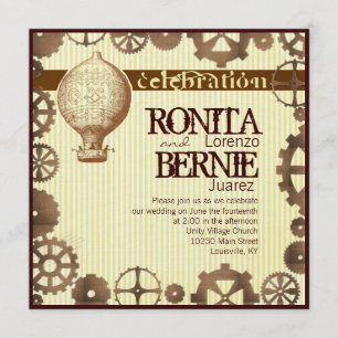 Steampunk hot air balloon wedding template