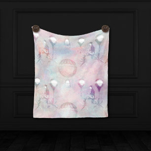 Steampunk Hot Air Balloons Vintage Feminine Fleece Blanket