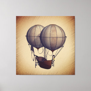 Steampunk Hot Air Balloons with Ship Canvas Print