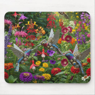 Steampunk Hummingbirds Mouse Pad