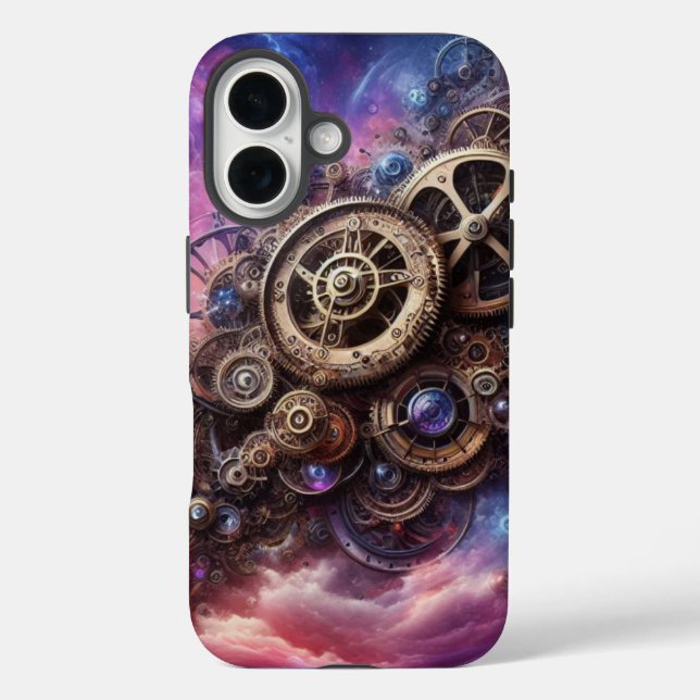 Steampunk Industrial Clockwork Purple and Pink Case-Mate iPhone Case (Back)
