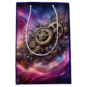 Steampunk Industrial Clockwork Purple and Pink Medium Gift Bag
