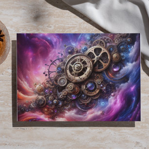 Steampunk Industrial Clockwork Purple and Pink Tissue Paper