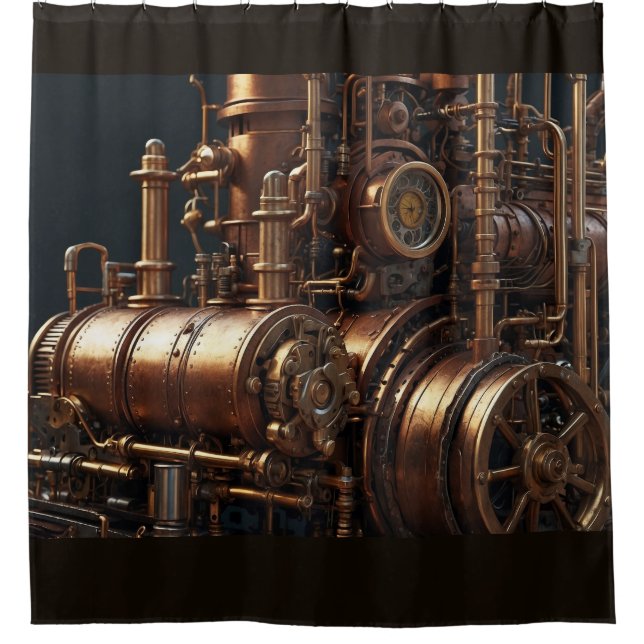 Steampunk Industrial Engine Shower Curtain (Front)