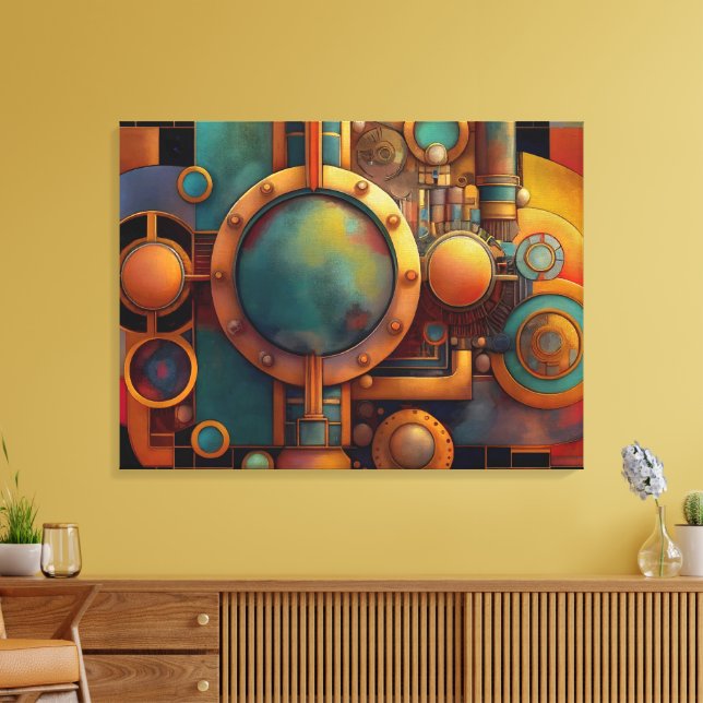 Steampunk Industrial Geometry Art Canvas Print (Insitu(LivingRoom))