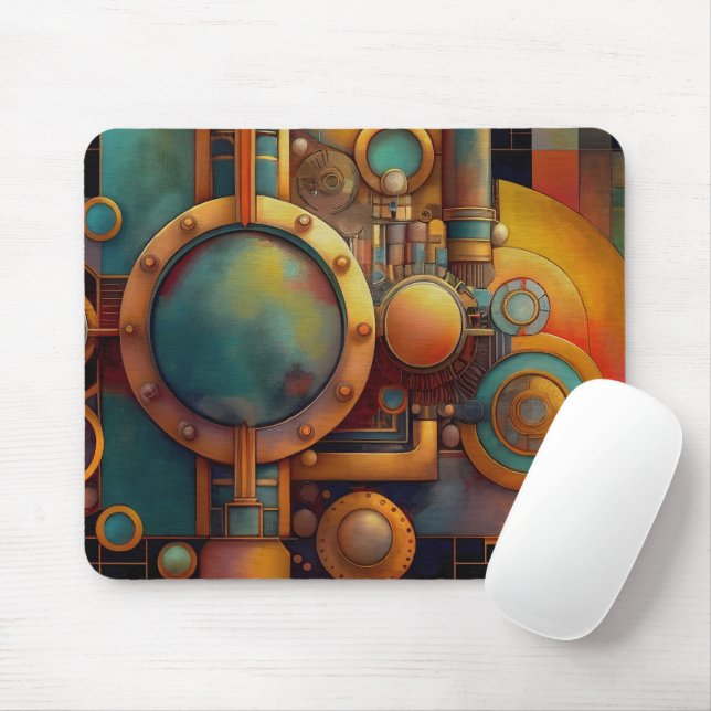 Steampunk Industrial Geometry Art Mouse Pad (With Mouse)