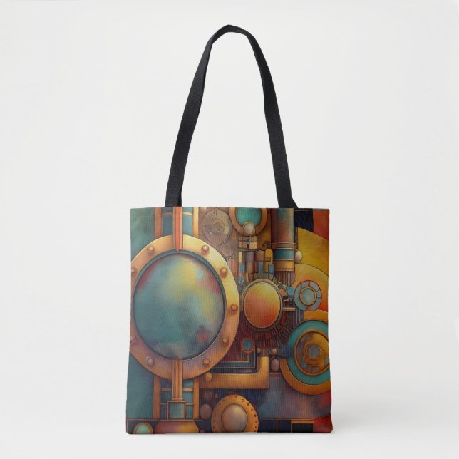Steampunk Industrial Geometry Art Tote Bag (Front)
