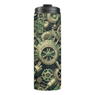 Steampunk Industrial Green Clockwork Gears Thermal Tumbler