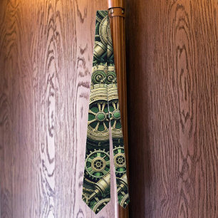 Steampunk Industrial Green Clockwork Gears Tie